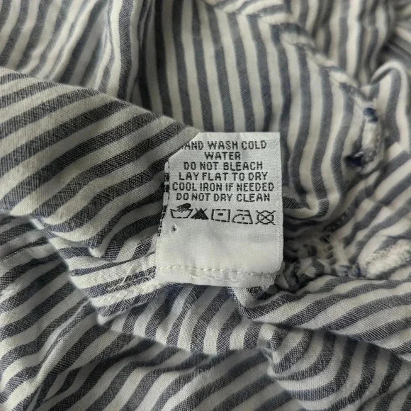 Velvet Heart Gray and White Stripe Long Sleeve Button Down with Embroidered Deta - Picture 10 of 11